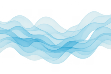 Abstract blue smoky waves demonstrating a fluid, dynamic motion and energy on a transparent background