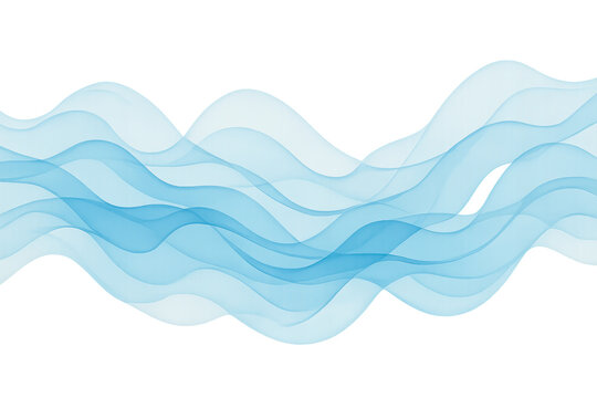 Abstract blue smoky waves demonstrating a fluid, dynamic motion and energy on a transparent background