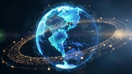 Digital Earth Globe with Futuristic Technology and Data Visualization. - Powered by Adobe