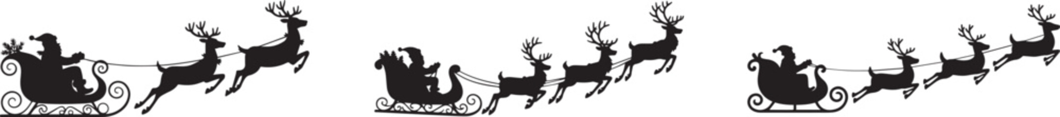 Santa claus sleigh reindeer christmas holiday season festive winter illustration
