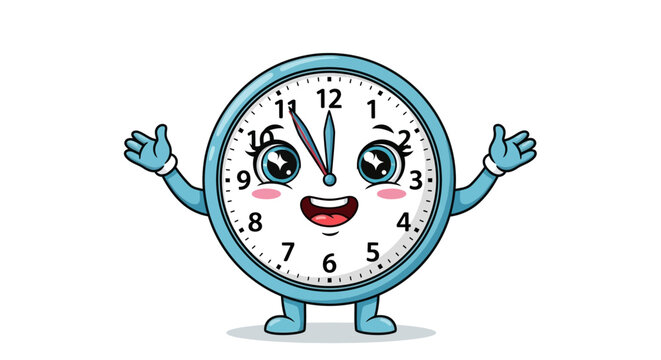Cartoon Clock Character with Arms and Legs