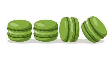 Vector set of matcha macarons for cafe menu and green tea themed confectionery branding