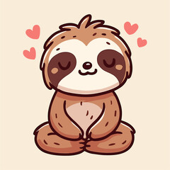 Naklejka premium Cartoon sloth mascot feeling contentment
