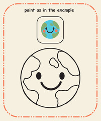 Paint as in the Example – Preschool Color Reference and Guided Painting Sheet