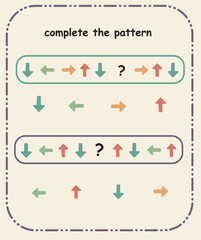 Complete the Pattern  Preschool Sequencing and Logical Thinking Skill Sheet