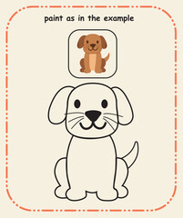 Paint as in the Example – Preschool Color Reference and Guided Painting Sheet