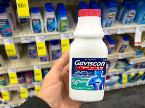 Gaviscon Liquid Antacid Bottle in Store Aisle
