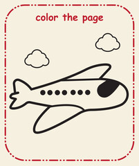 Kids Coloring Page  Simple Line Art, Cute Animals, Objects, Preschool Coloring Worksheet for Children