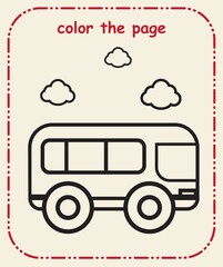 Kids Coloring Page  Simple Line Art, Cute Animals, Objects, Preschool Coloring Worksheet for Children