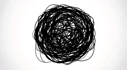 Abstract scribble design in black on white background graphic element