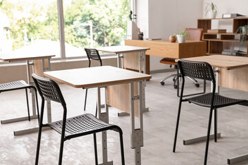 Interior of stylish modern empty classroom