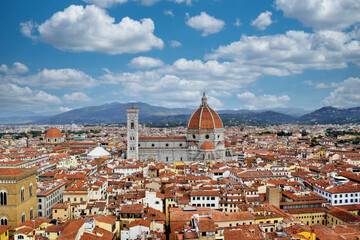 City view of Florence in Italy with the famous cathedral Duomo