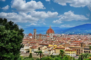 City view of Florence in Italy with the famous cathedral Duomo