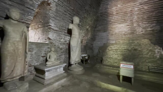 Thuparamaya image house at Polonnaruwa temple in Sri Lanka, video taken in low light using phone and without flasher