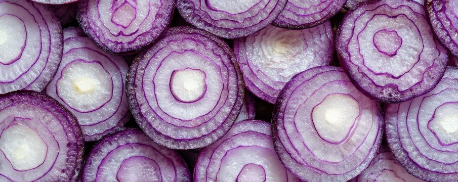 Purple onion slices pattern - natural food texture for culinary design