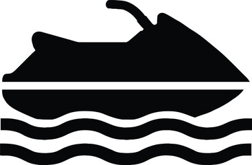 Jet ski on wavy water sleek black and white illustration for summer fun and recreational activities