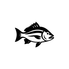 A bold stylized snapper fish illustration featuring clean lines, strong contrast, and dynamic details