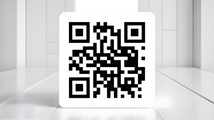 QR code symbol on the screen for mobile data technology and digital information transfer in business