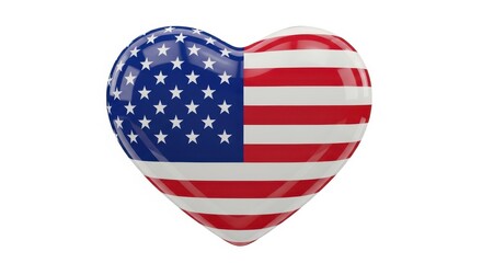 American Heart Flag 3D Icon isolate on white background