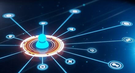 Network of People and Icons Connected Digitally connection technology