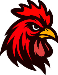 Cartoon Vivid Rooster Head Detailed Illustration Farm Animal Design