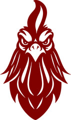 Detailed Silhouette Style Angry Rooster Illustration Isolated on White Background
