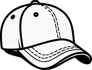 Simple Outline Handdrawn Baseball Cap Headwear Accessory Apparel Illustration