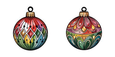 Elegant Watercolor Christmas Ornament and Holiday Bauble Design