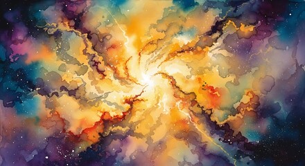 Vibrant Cosmic Nebula Explosion Abstract Art Background.