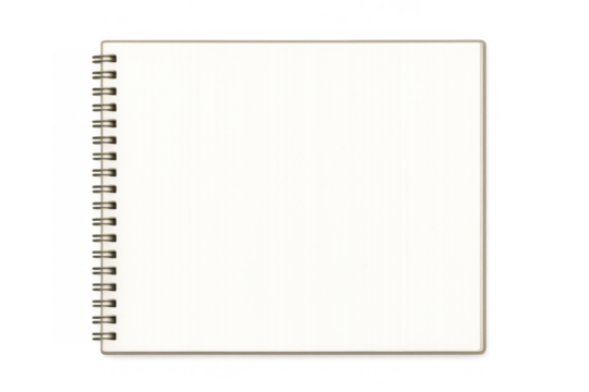 Blank spiral notebook with empty white paper pages on transparent background for notes and design - Powered by Adobe