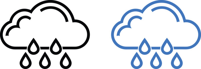 Cloud with rain drops outline icon