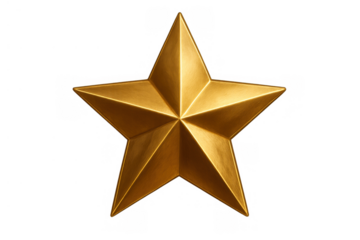 Golden star symbol representing excellence, achievement, success, quality, rating, and best choice with transparent background