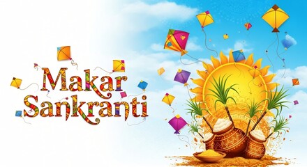 Makar Sankranti Festival India Kite Flying Celebration Sun Harvest Pongal Traditional Backgrounds