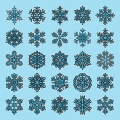 Elegant Christmas and New Year Snowflake Icons