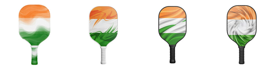 Pickleball paddle set with orange white green design isolated on transparency background perfect for sports game and outdoor activity