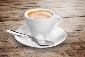 Tasty aroma coffee drink in ceramic cup