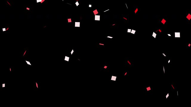 舞い散る紅白の紙吹雪エフェクト（黒い背景）