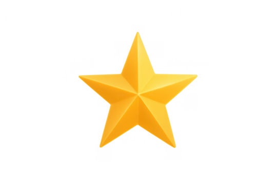 Golden 3d star icon symbolizing achievement, rating, success, quality, and premium service on transparent background