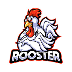 Fierce Muscular Rooster Hero Mascot