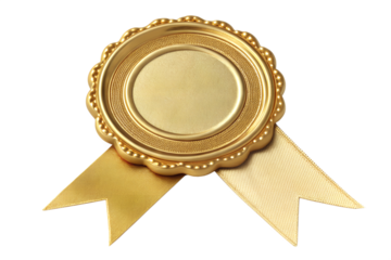 Elegant golden award medal ribbon, signifying exceptional achievement, ultimate victory, and prestigious recognition, perfect for celebrating unparalleled success and top-tier excellence in any field
