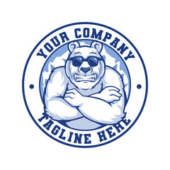 Strong Muscular Bear Company Emblem