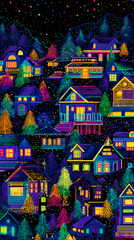 Colorful Christmas Lights In Snow