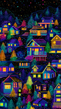 Colorful Christmas Lights In Snow