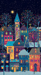 Colorful Christmas Lights In Snow