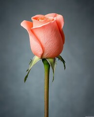 Peach Rose with Dew Drops Studio Photography of a Single Bloom