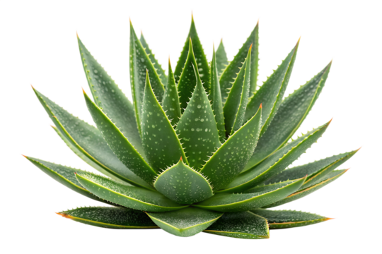 Vibrant Aloe Vera Plant A Succulent Gem with Pointed Green Leaves and Medicinal Properties, Isolated on White