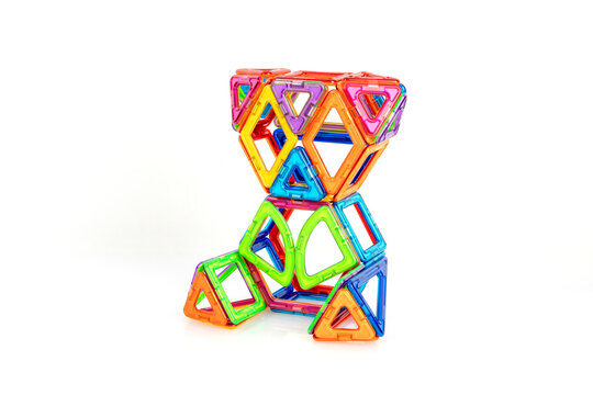 Finished panda model created with colorful magnetic polygons