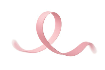 Pink ribbon forming breast cancer awareness symbol, floating freely, health support and charity concept