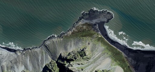 Raw Icelandic Volcanic Coastline Aerial View