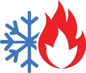 Fire and snowflake vector icon